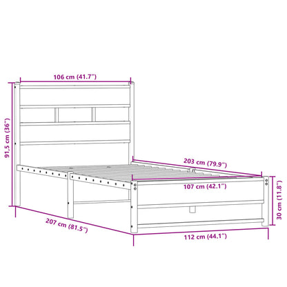 Metallbett ohne Matratze Sonoma-Eiche 107x203 cm