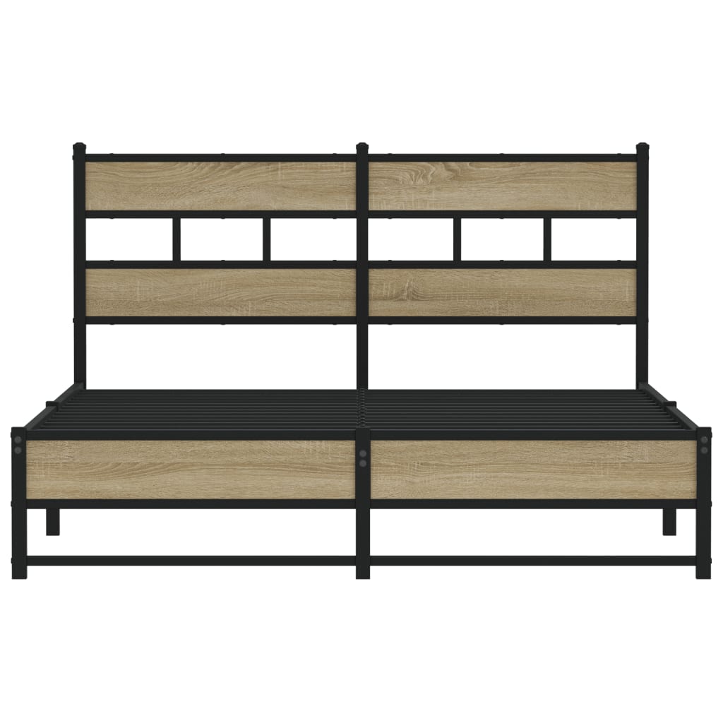 Metallbett ohne Matratze Sonoma-Eiche 140x190 cm