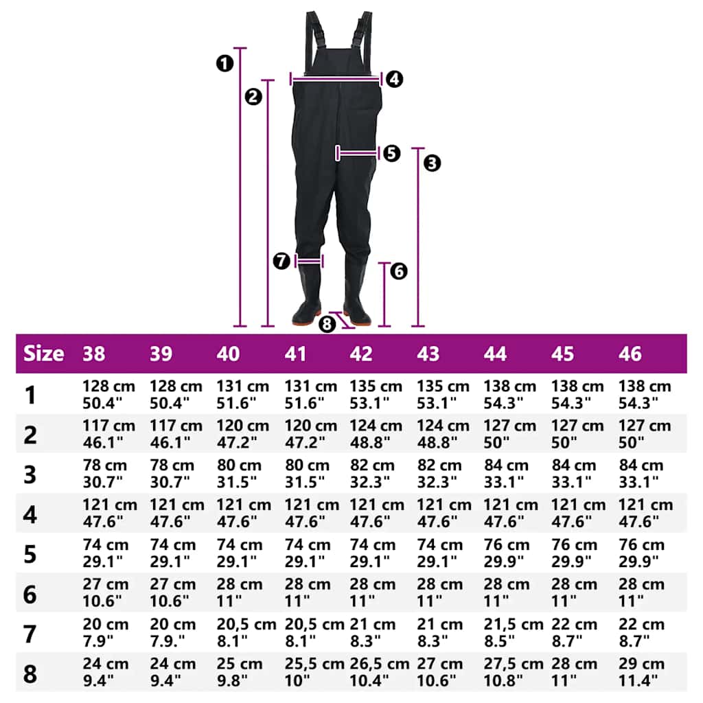 Wathose mit Stiefeln Schwarz Größe 42