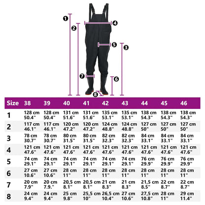 Wathose mit Stiefeln Schwarz Größe 42