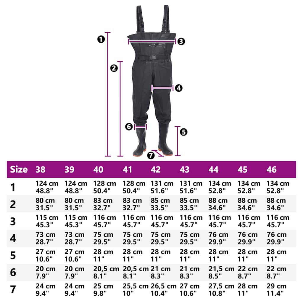 Waders med støvler og bælte sort str. 39