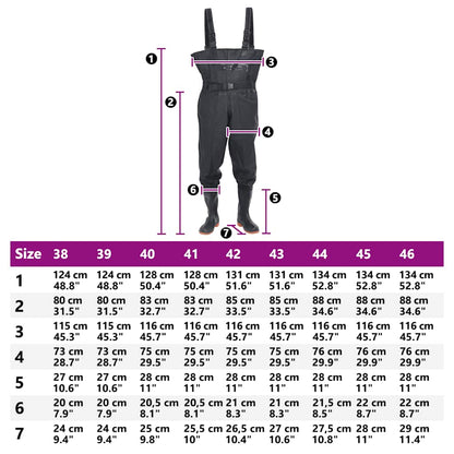 Waders med støvler og bælte sort str. 39