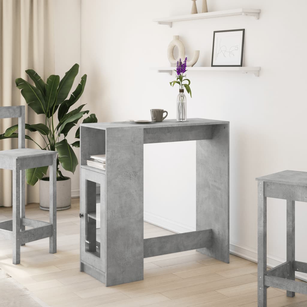 Barbord med hylde betongrå 101x40x103,5 cm træmateriale