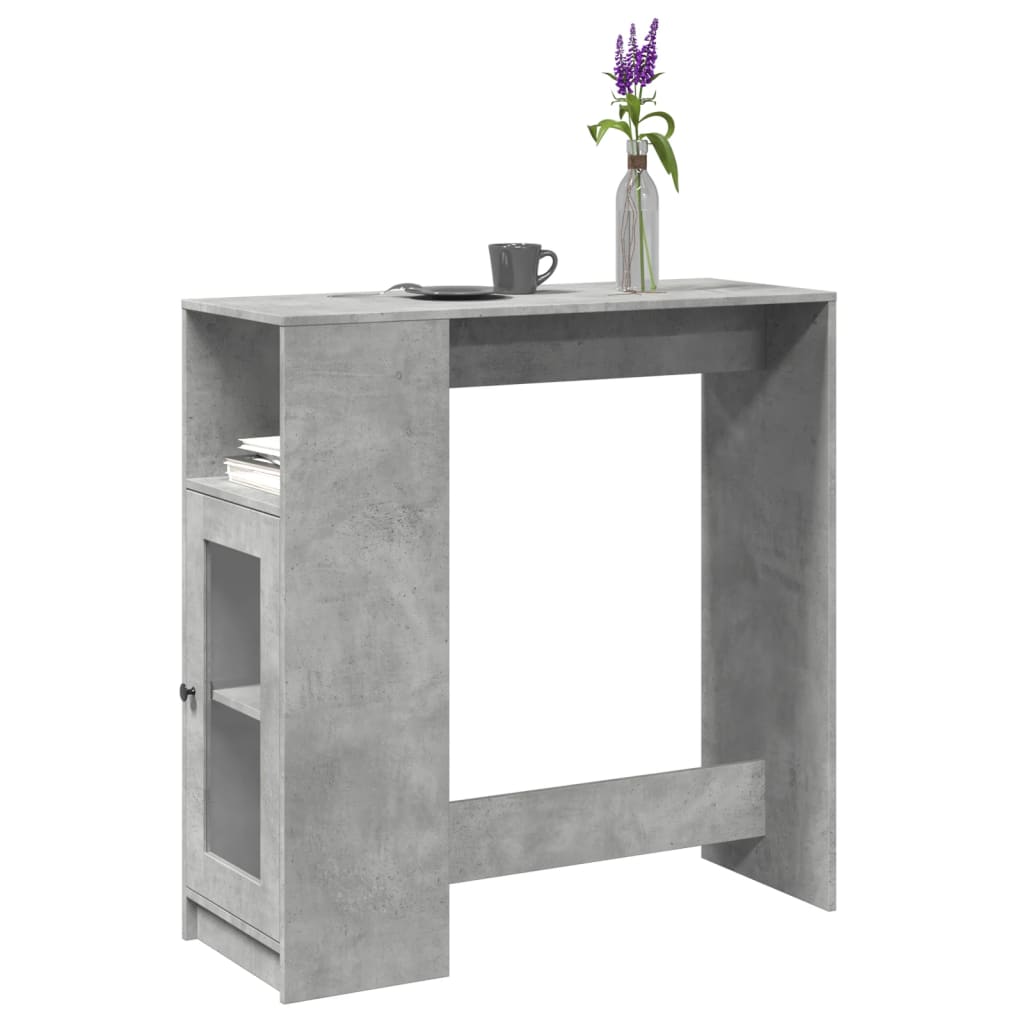 Barbord med hylde betongrå 101x40x103,5 cm træmateriale