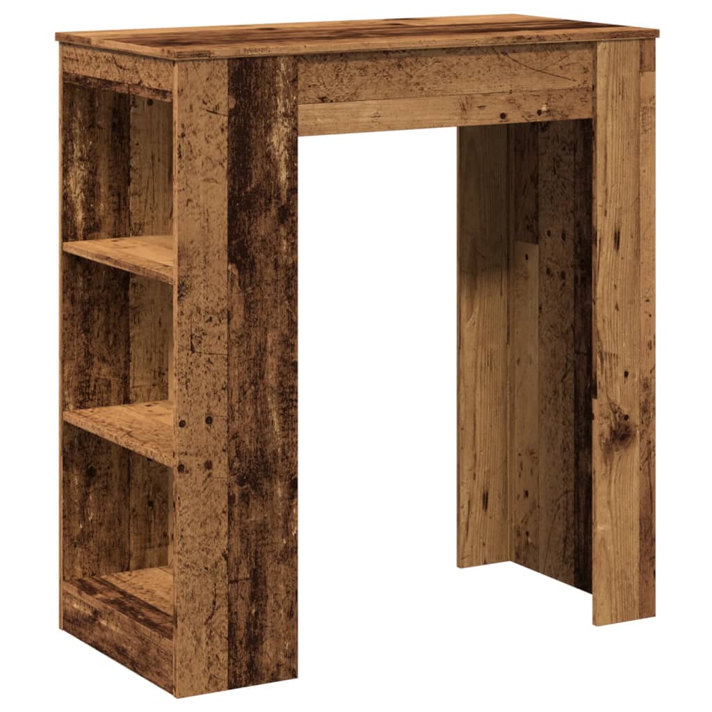Barbord med hylde gammelt trælook 95x47x103,5 cm træmateriale