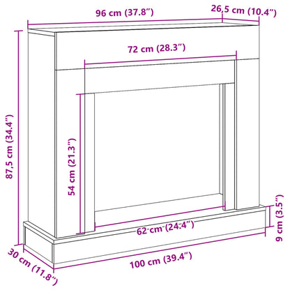 Kaminumrandung Schwarz 100x30x87,5 cm Holzwerkstoff