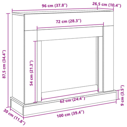 Kaminumrandung Betongrau 100x30x87,5 cm Holzwerkstoff