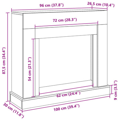 Kaminumrandung Grau Sonoma 100x30x87,5 cm Holzwerkstoff