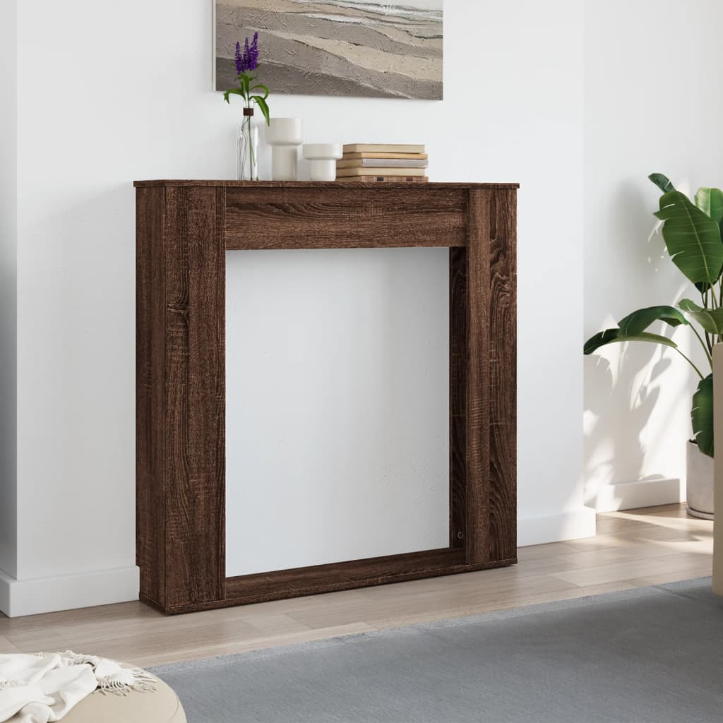 Kaminumrandung Braun Eichen-Optik 100x20x100 cm Holzwerkstoff
