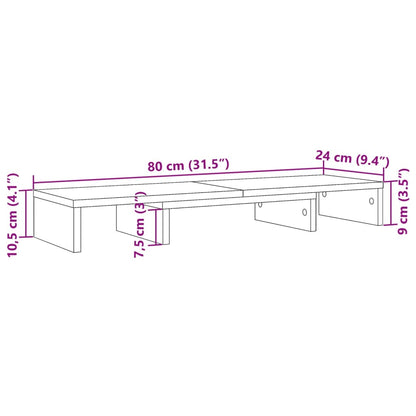 Monitorständer Verstellbar Schwarz 80x24x10,5 cm Holzwerkstoff