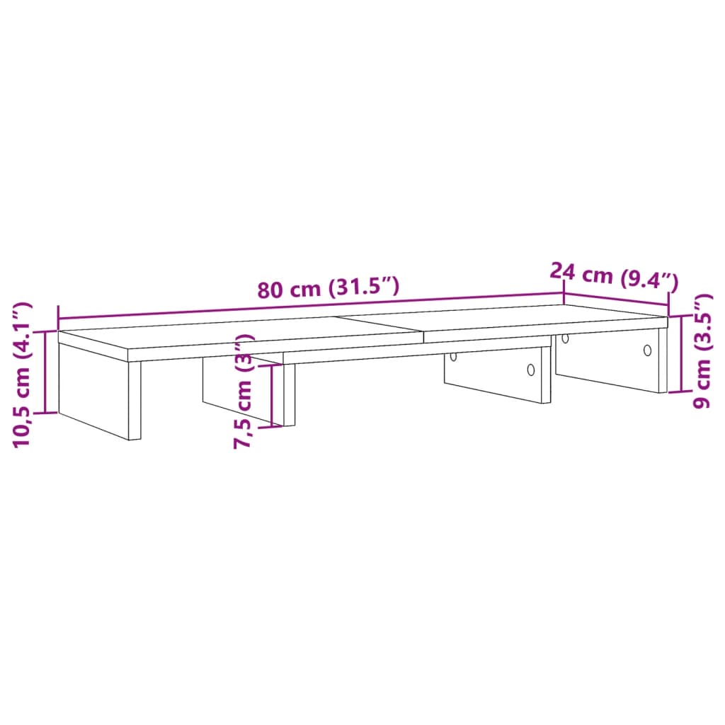 Monitorständer Verstellbar Artisan-Eiche 80x24x10,5 cm