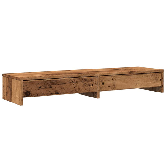Monitorständer mit Schubladen Altholz-Optik 100x27x15 cm
