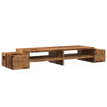 Monitorständer mit Stauraum Altholz-Optik 100x27x15 cm