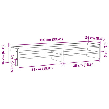 Monitorständer Betongrau 100x24x16 cm Holzwerkstoff