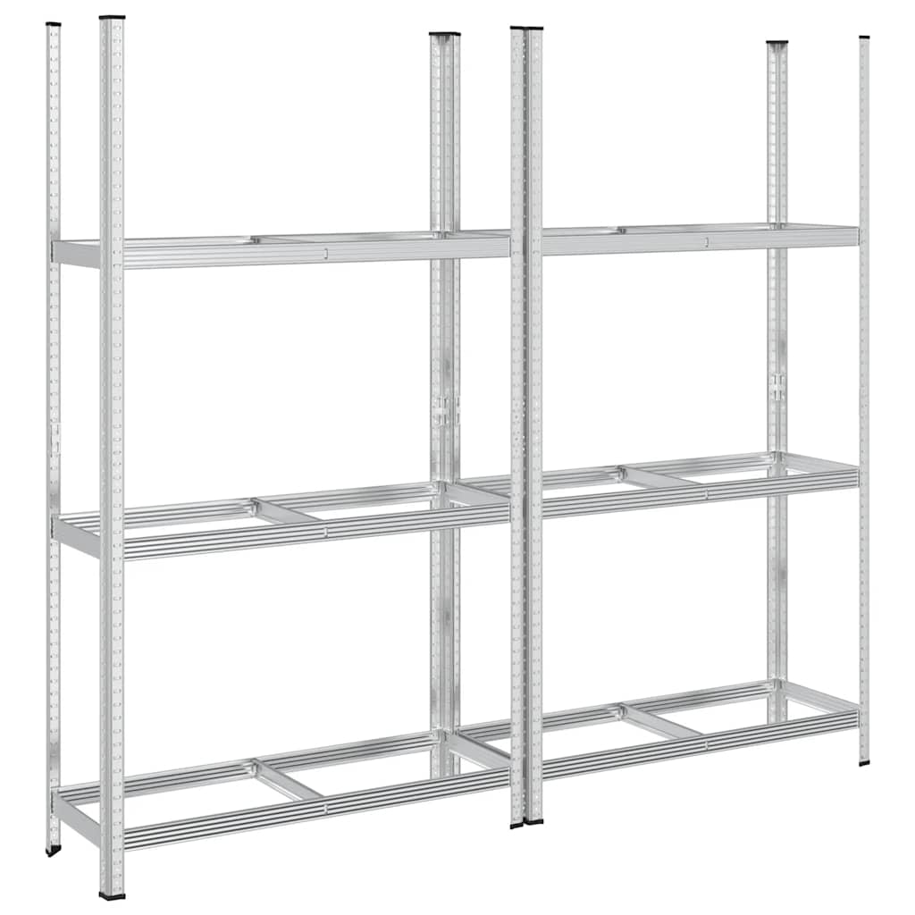 Reifenregale mit 3 Böden 2 Stk. Silbern 110x40x200 cm Stahl