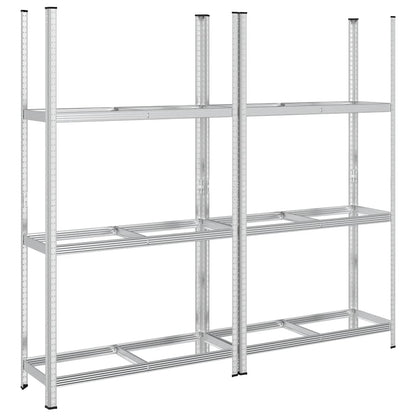 Reifenregale mit 3 Böden 2 Stk. Silbern 110x40x200 cm Stahl