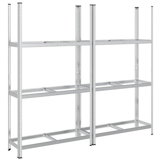 Reifenregale mit 3 Böden 2 Stk. Silbern 110x40x200 cm Stahl