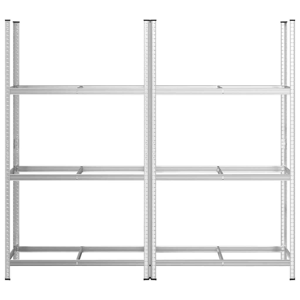 Reifenregale mit 3 Böden 2 Stk. Silbern 110x40x200 cm Stahl
