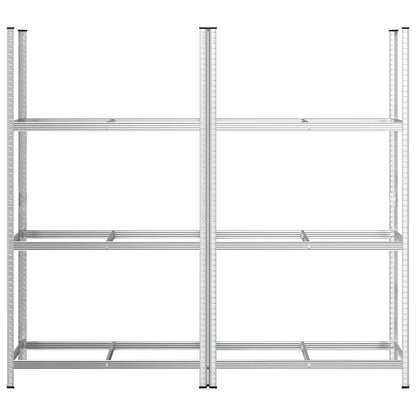 Reifenregale mit 3 Böden 2 Stk. Silbern 110x40x200 cm Stahl