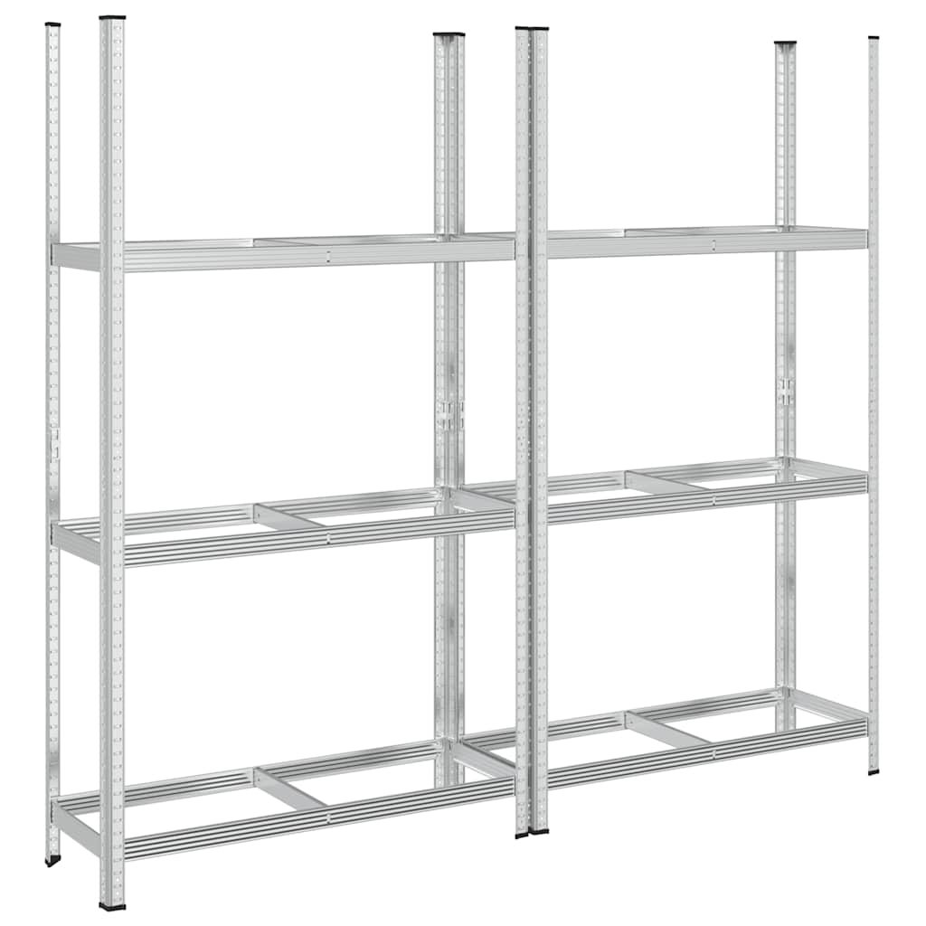 Reifenregale mit 3 Böden 2 Stk. Silbern 110x40x200 cm Stahl