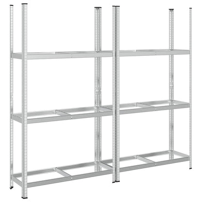 Reifenregale mit 3 Böden 2 Stk. Silbern 110x40x200 cm Stahl