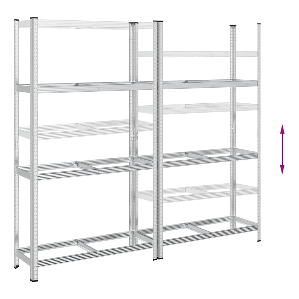 Reifenregale mit 3 Böden 2 Stk. Silbern 110x40x200 cm Stahl