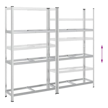 Reifenregale mit 3 Böden 2 Stk. Silbern 110x40x200 cm Stahl