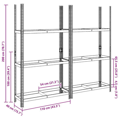 Reifenregale mit 3 Böden 2 Stk. Silbern 110x40x200 cm Stahl