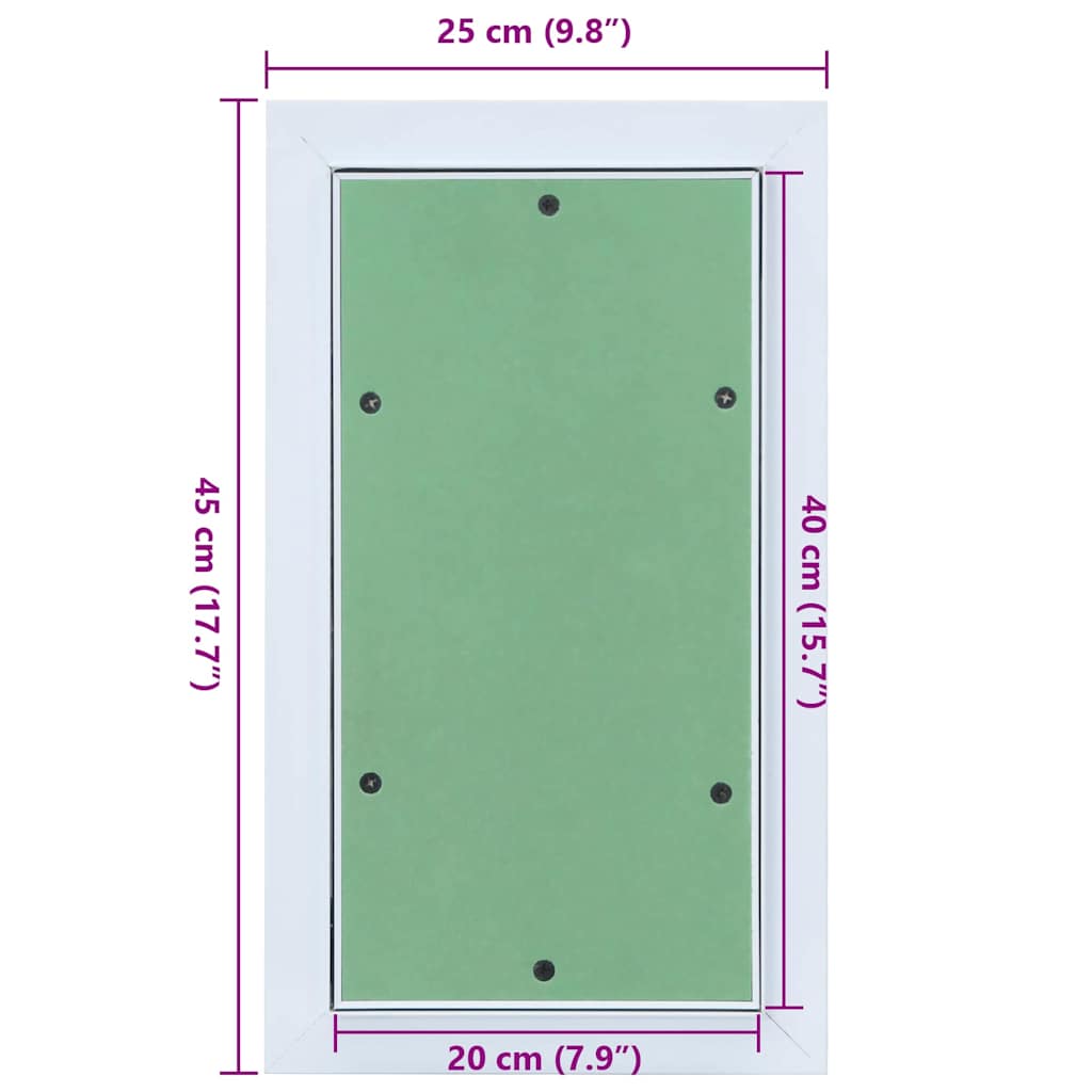 Revisionsklappe Weiß 25 x 45 cm Aluminium und Gipskarton