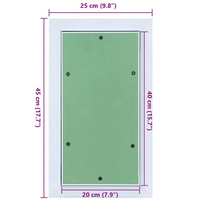 Revisionsklappe Weiß 25 x 45 cm Aluminium und Gipskarton