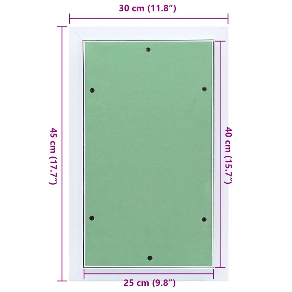 Revisionsklappe Weiß 30 x 45 cm Aluminium und Gipskarton