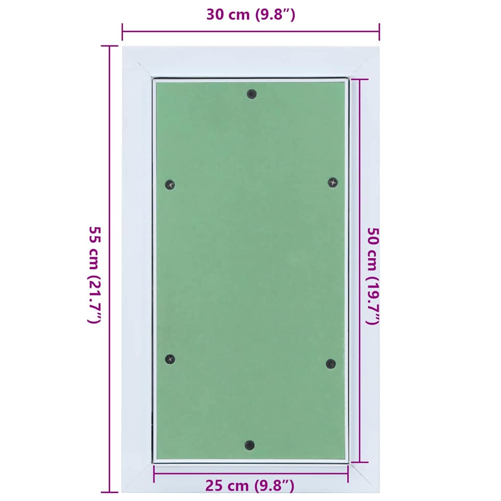 Revisionsklappe Weiß 30 x 55 cm Aluminium und Gipskarton
