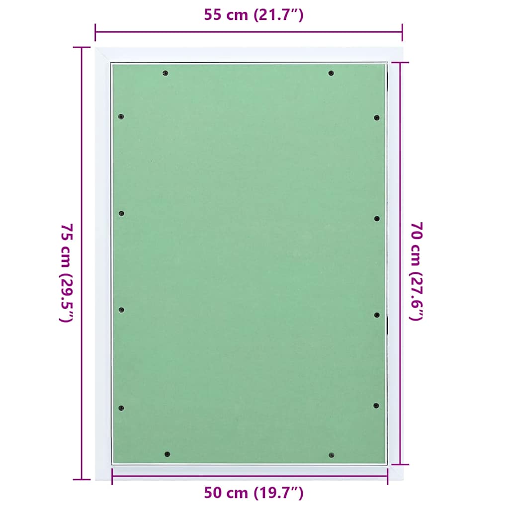 Zugangstür Weiß 55 x 75 cm Aluminium und Gipskarton