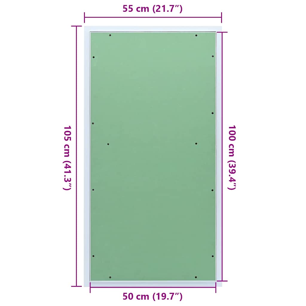 Zugangstür Weiß 55 x 105 cm Aluminium und Gipskarton