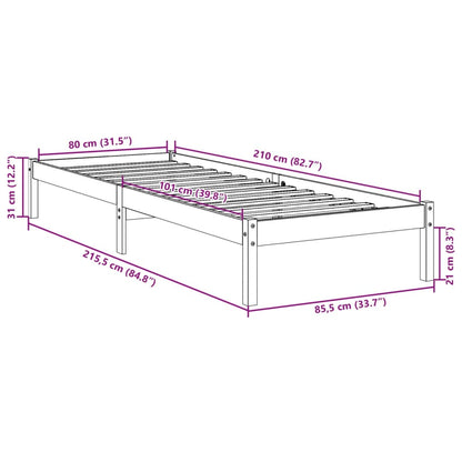 Massivholzbett Extra Lang ohne Matratze 80x210 cm Kiefernholz