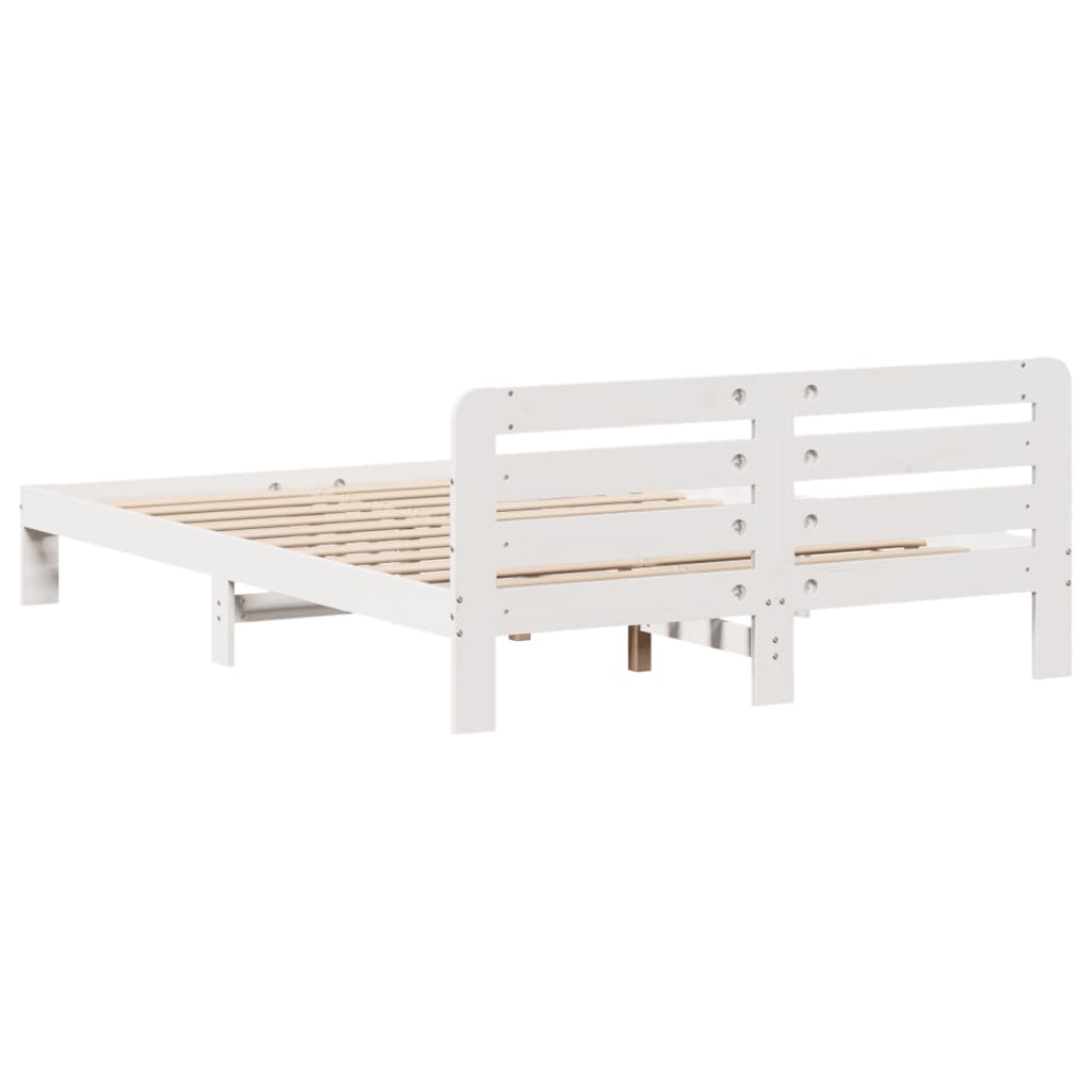 Massivholzbett ohne Matratze Weiß 135x190 cm Kiefernholz