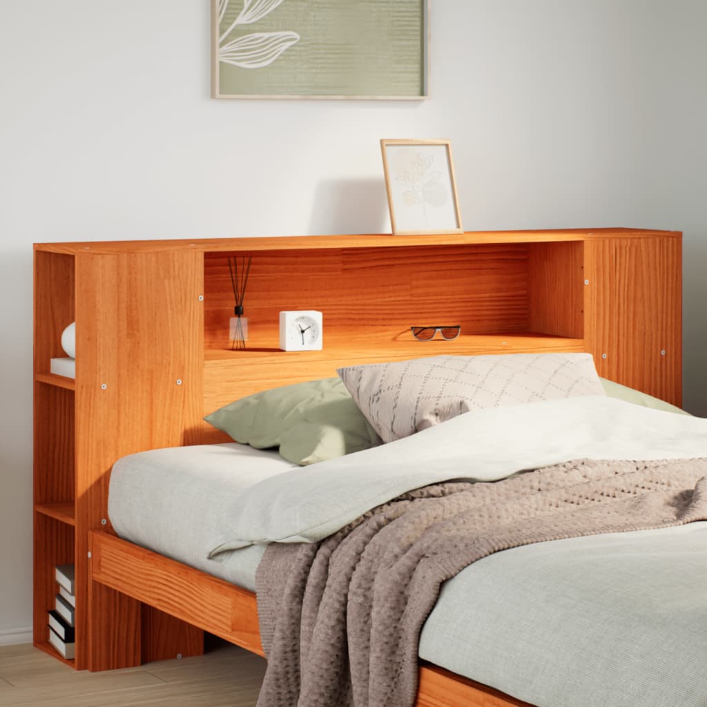 Kopfteil mit Stauraum Wachsbraun 160 cm Massivholz Kiefer