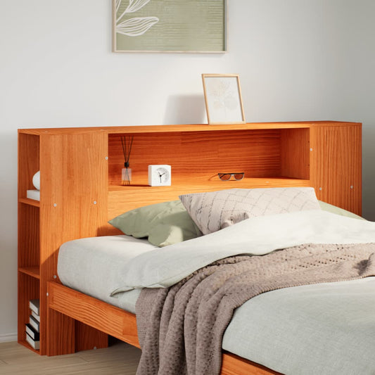 Kopfteil mit Stauraum Wachsbraun 140 cm Massivholz Kiefer