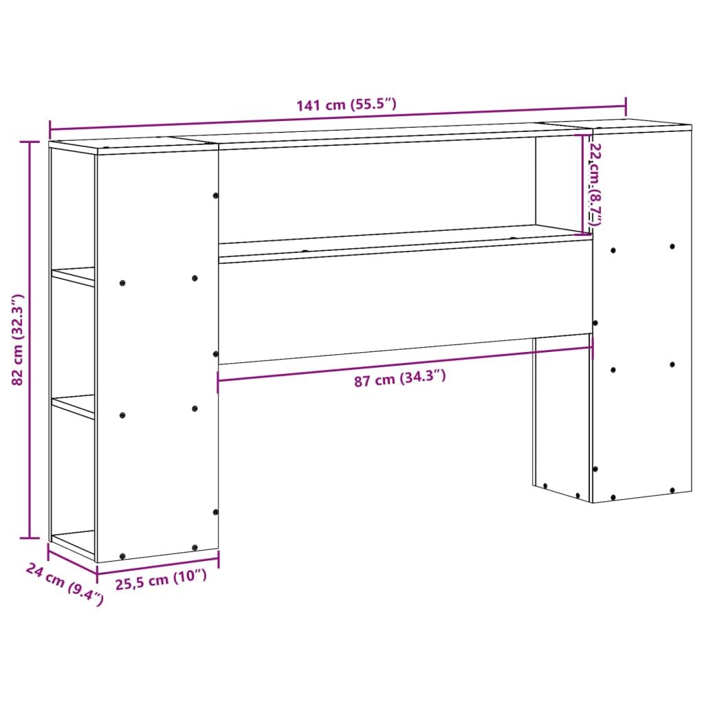Kopfteil mit Stauraum Wachsbraun 135 cm Massivholz Kiefer