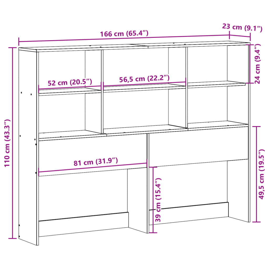 Kopfteil mit Stauraum Wachsbraun 160 cm Massivholz Kiefer