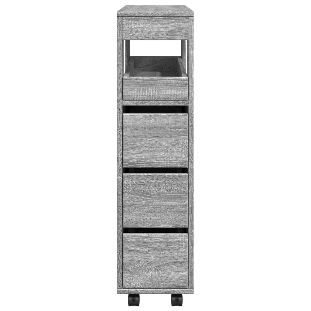 Badschrank Schmal mit Rollen Grau Sonoma Holzwerkstoff