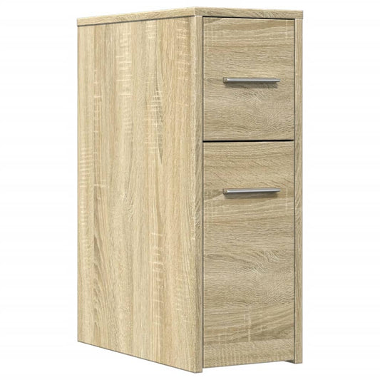 Badschrank Schmal mit Rollen Sonoma-Eiche Holzwerkstoff