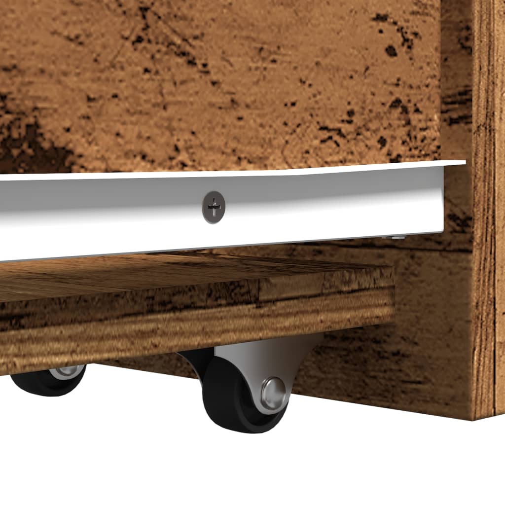 Badschrank Schmal mit Rollen Altholz-Optik Holzwerkstoff