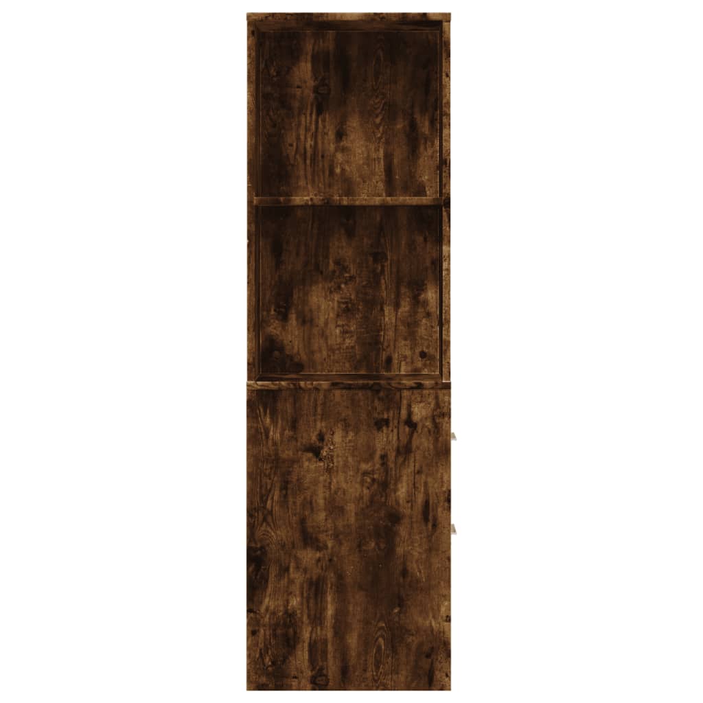 Badschrank Schmal mit Rollen Räuchereiche Holzwerkstoff