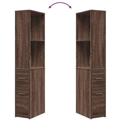 Badschrank Schmal mit Rollen Eichen-Optik Holzwerkstoff