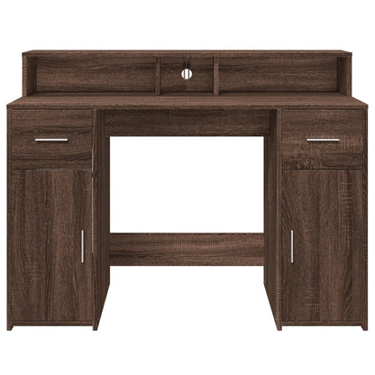 LED-Schreibtisch Braun Eichen-Optik 120x55x91 Holzwerkstoff