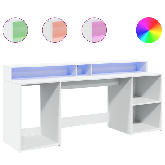LED-Schreibtisch Weiß 200x55x91 cm Holzwerkstoff
