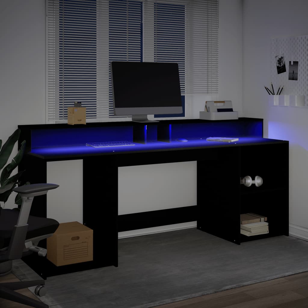LED-Schreibtisch Schwarz 200x55x91 cm Holzwerkstoff