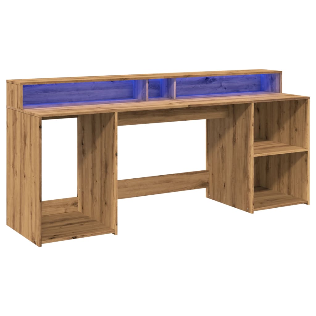 LED-Schreibtisch Artisan-Eiche 200x55x91 Holzwerkstoff