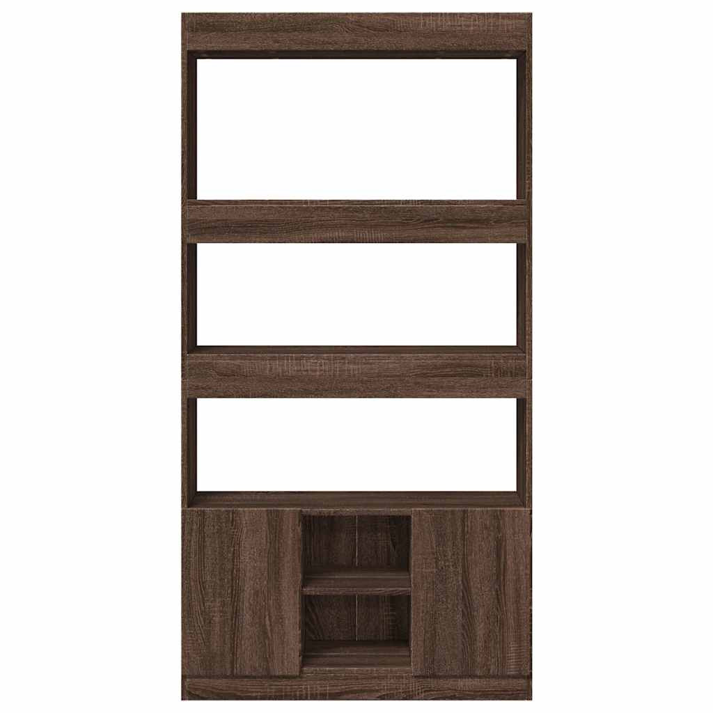 Highboard Braun Eichen-Optik 92x33x180 cm Holzwerkstoff